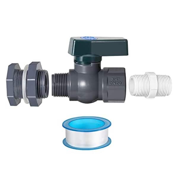 3/4 in PVC Rain Barrel Spigot Kit with Bulkhead Fitting Hose Faucet Adapter and Thread Seal Tape