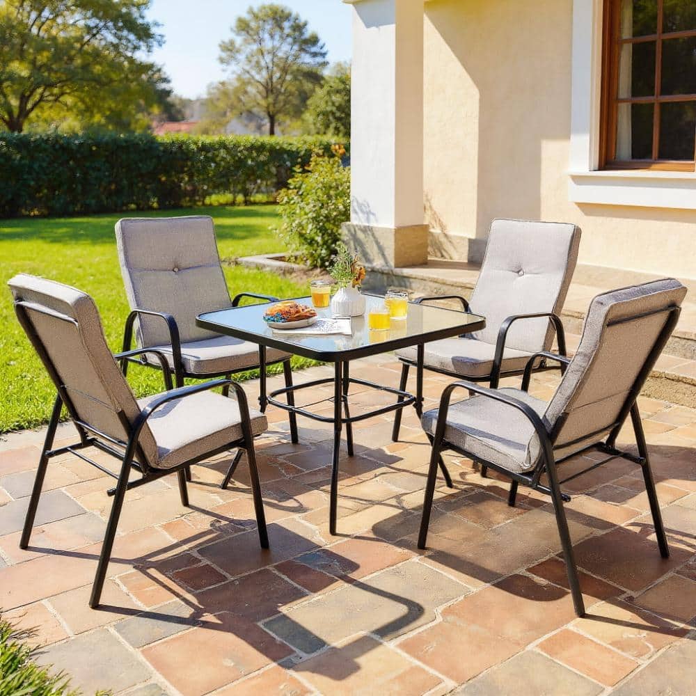4 Stackable Patio Dining Chairs Equipped With Comfy High-Back Cushions price history on PriceWatchPro