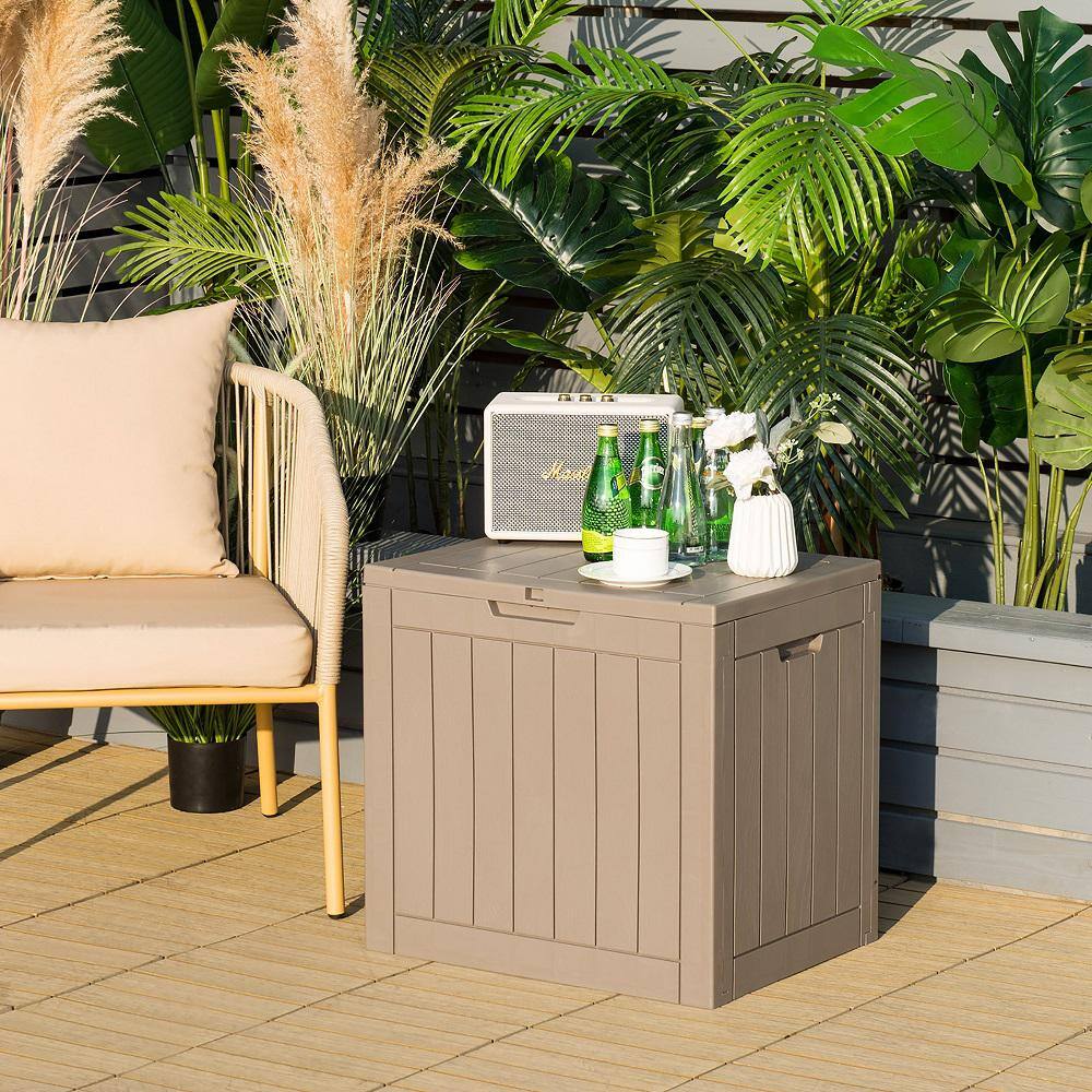Light Brown Lockable Plastic Deck Box with Handles