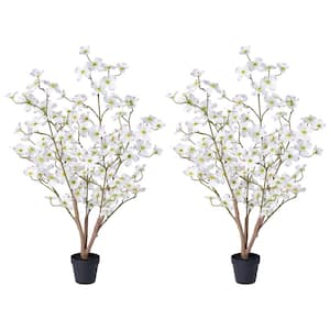 3 ft. Artificial Dogwood Flowers with White Faux Flowers Indoor Outdoor for Home Decor (Garden of 2)