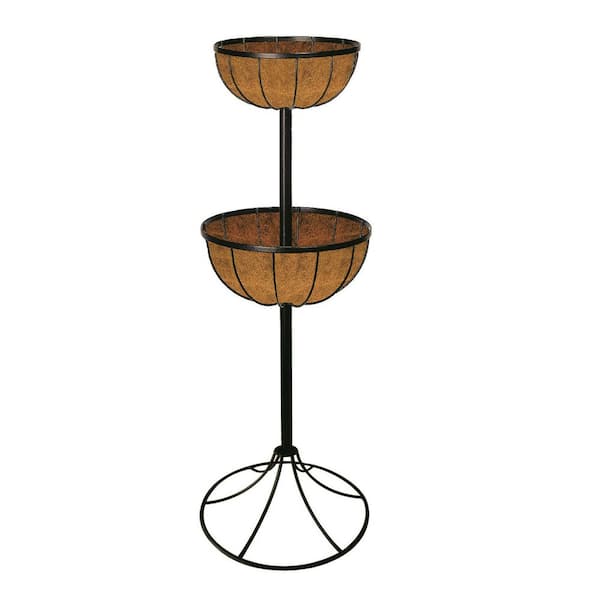 2-Tier Black Forge Planter with Coco Liner