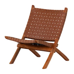Balka Woven Leather Lounge Chair, Brown