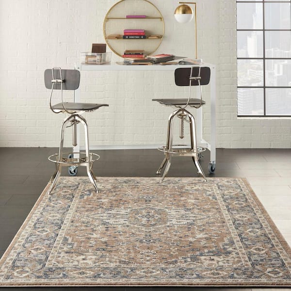 Concerto Beige/Grey 6 ft. x 9 ft. Center medallion Traditional Area Rug