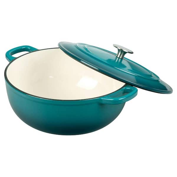 3.5 qt. Round Cast Iron Dutch Oven in Indigo with Lid, Enamel Coating, Self-Basting for All Cooktops