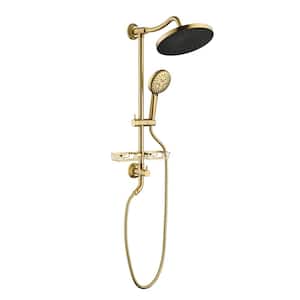 4-Spray Patterns Wall Mount 10 in. Handheld Shower Head with 1.8 GPM Hand Shower Adjustable Slide Bar Soap Dish in Gold