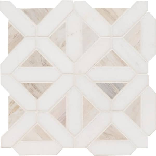 MSI Take Home Sample 4 in. x 4 in. - Angora Geometric Pattern Mesh-Mounted Mosaic Tile Sample