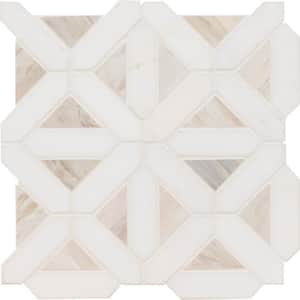 Angora Geometric Pattern 12 in. x 12 in. Polished Marble Mesh-Mounted Mosaic Tile (10 sq. ft./Case)