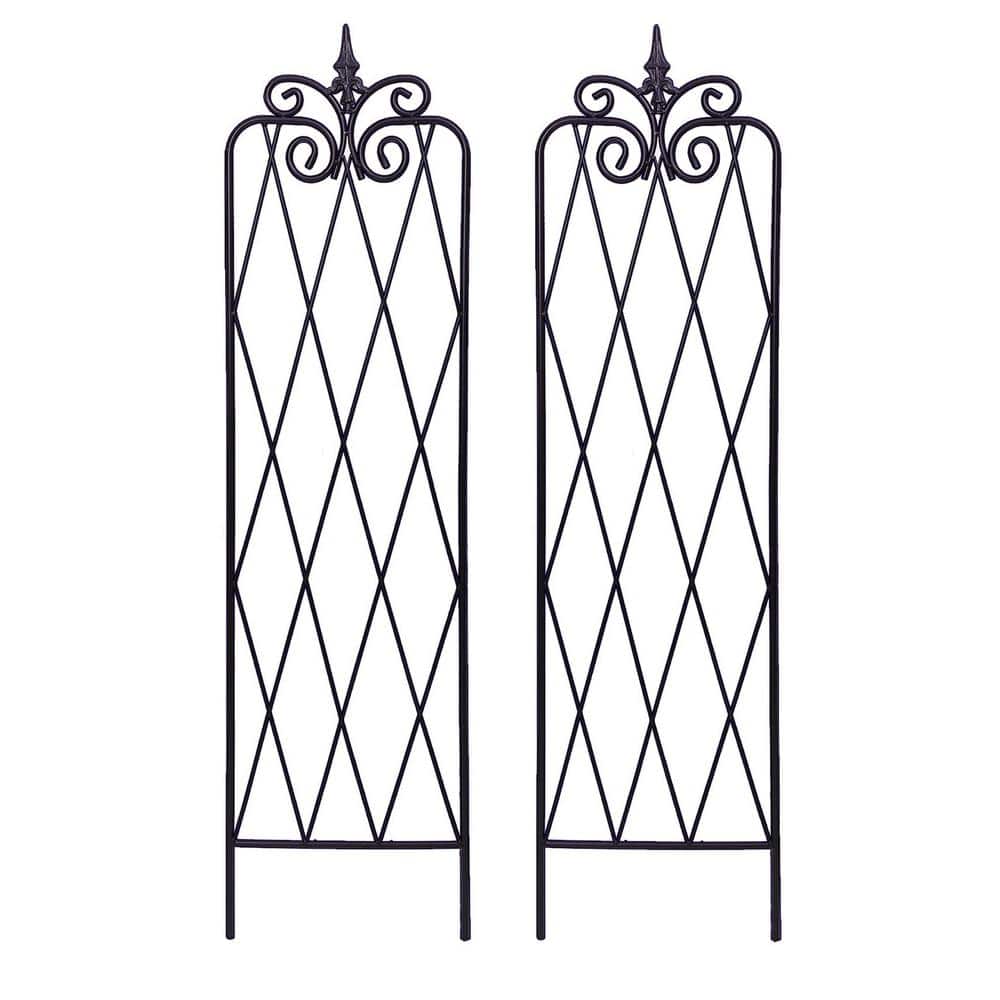 59 in. Black Rustproof Metal Vine Trellises (2-Pack)
