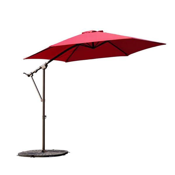 Clihome 10 ft. Steel Cantilever Solar Tilt Pation Umbrella in Beige CH ...