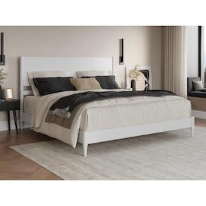 Pasadena White Solid Wood Frame King Low Profile Platform Bed