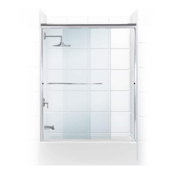 Paragon 3/8 Series 60 in. x 58 in. Semi-Framed Sliding Tub Door with Radius Curved Towel Bar in Chrome