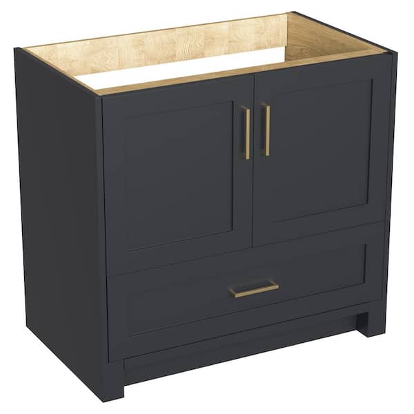 Sob 36 in. W x 21.5 in. D x 33.5 in. H Solid Wood Single Bath Vanity Cabinet without Top in Graphite Gray Assembled