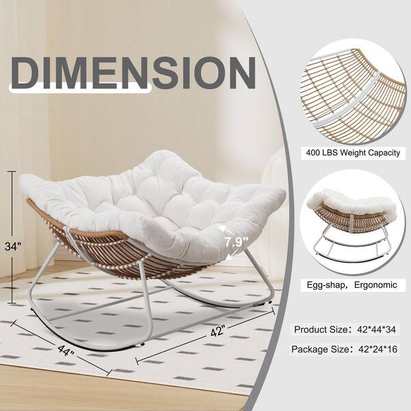 Tenleaf Rattan Rope White Frame 42 in. W Metal Outdoor