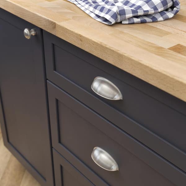 Cup Dual Mount 2-1/2 or 3 in. (64/76 mm) Classic Satin Nickel Cabinet Drawer Cup Pull