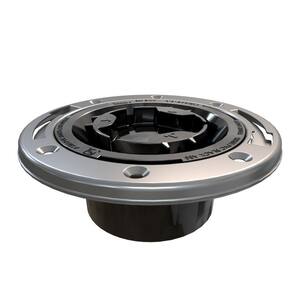 Fast Set 3 in. Outside Fit 4 in. Inside Fit ABS Hub Toilet Flange with Test Cap and Stainless Steel Ring