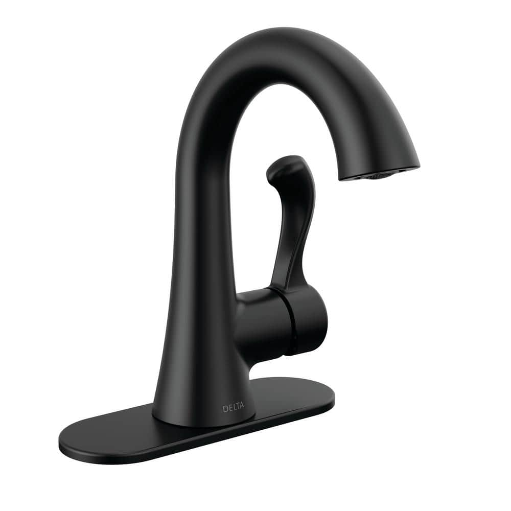 Esato Matte Black Single Handle Bathroom Faucet with Drain Assembly