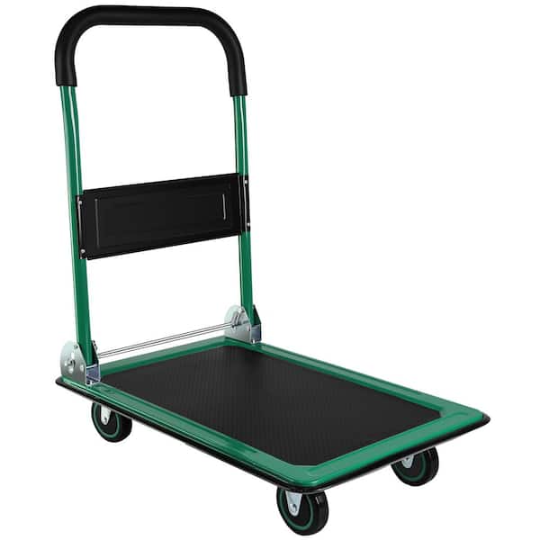 Runesay Heavy Duty Foldable 28.7 in. W Serving Tray Moving Platform Hand Truck in Green with Swivel Push Handle