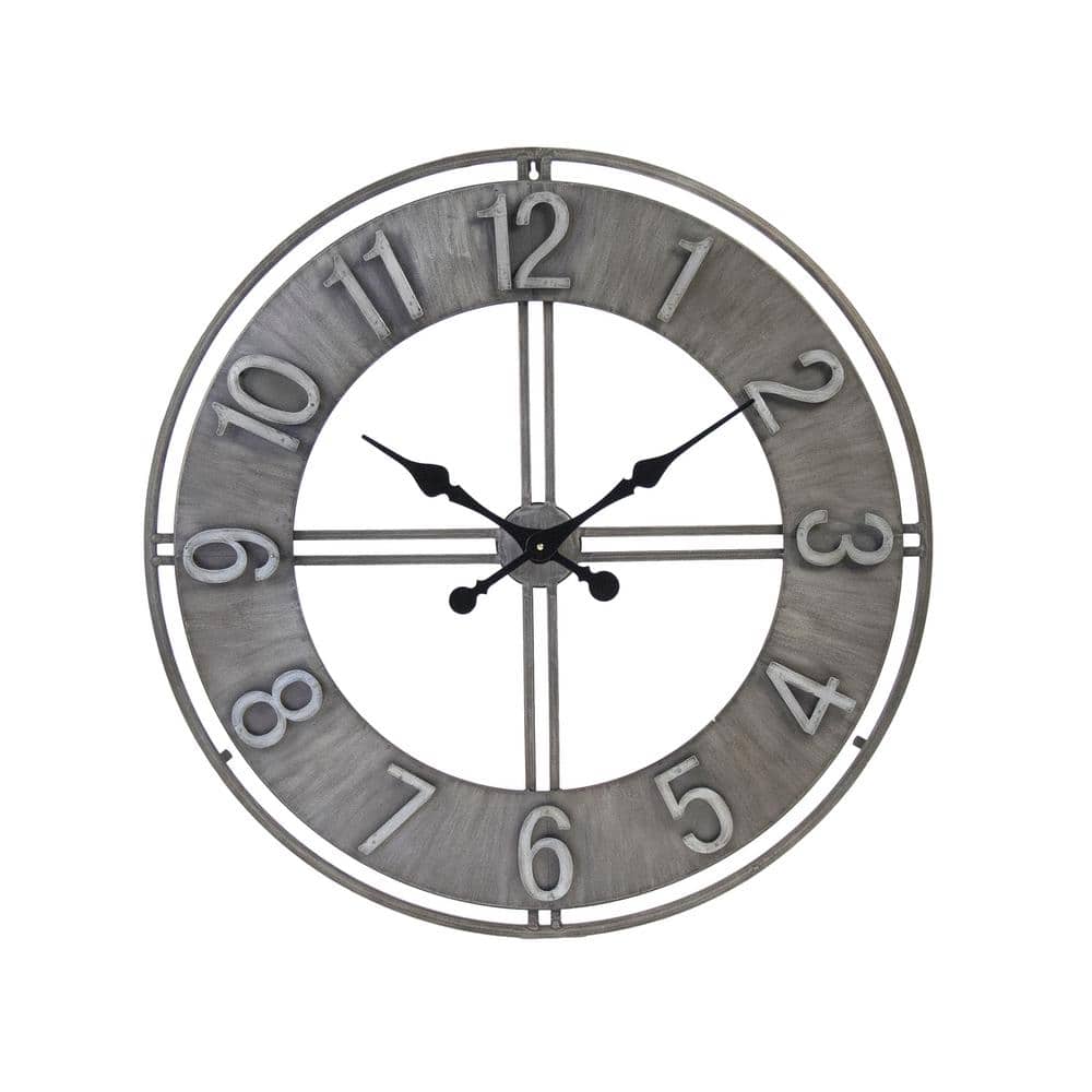 Zentique Adorlee Contemporary Metal Cutout Distressed Metallic Clock