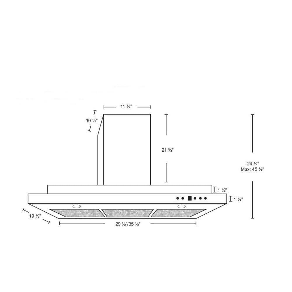 Cyclone 36" Stainless Steel 550 CFM Ducted (Vented) Wall Range Hood with Mesh Filter