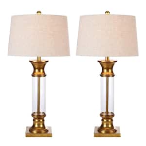 Hunter 32 in. Metal/Glass Table Lamp, Gold Leaf (Set of 2)