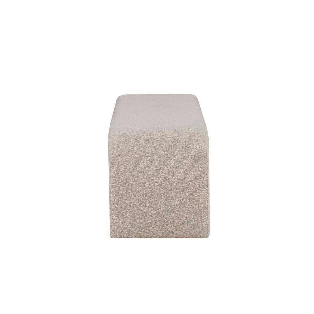 Beige Boucle Fabric Waterfall Bench with Rounded Corners