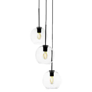 Paloma 3-Light Black Pendant with Clear Glass Shades