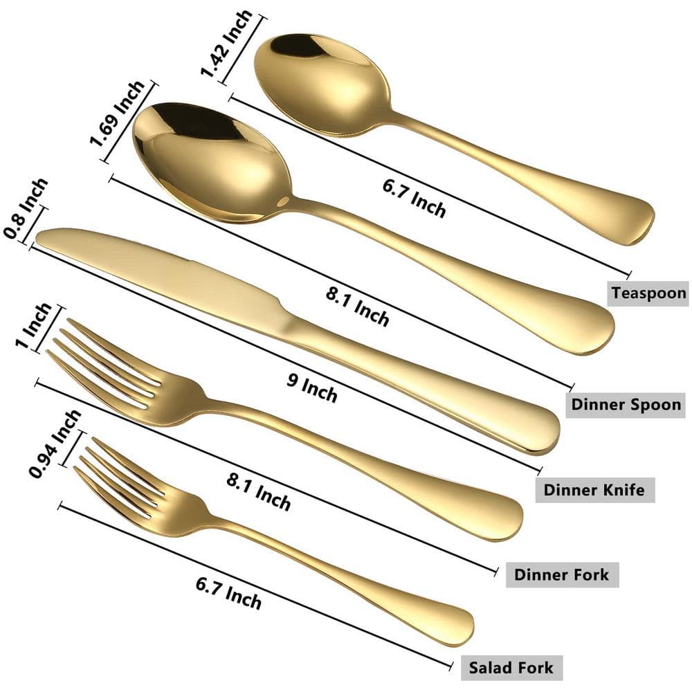 20-Piece Gold Stainless Steel Flatware Set for 4