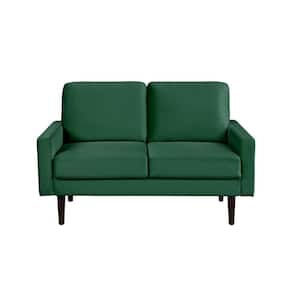Marie Collection 32.1 Green Loveseat with Polyester Upholstered Straight Arms