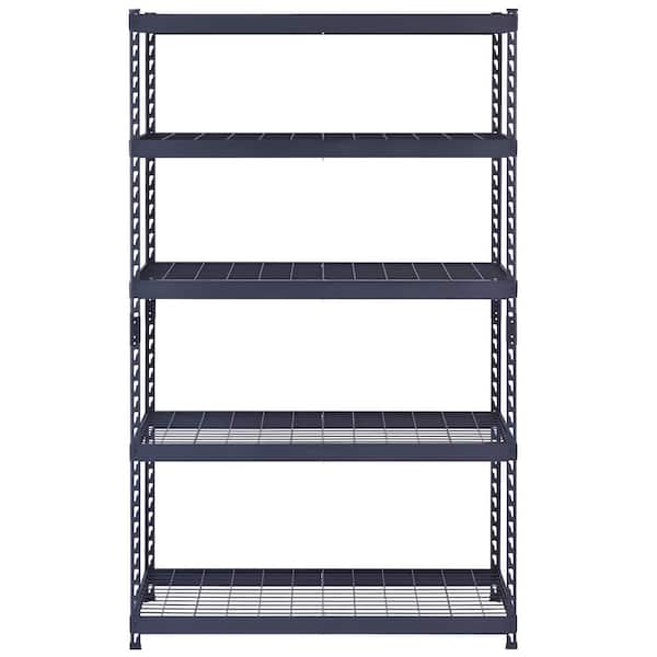 5-Shelf Metal Heavy-Duty Adjustable Garage Storage Shelving Unit in Black (48 in. W x 78 in. H x 24 in. D)