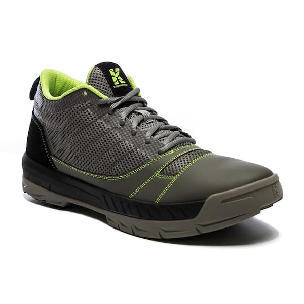 Men's Lightweight Breathable Mesh Water-Resistant Yard Work Shoe - Soft Toe - Grey/Green Size 11(M)