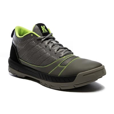 Men's Lightweight Breathable Mesh Water-Resistant Yard Work Shoe - Soft Toe - Grey/Green Size 5(M)