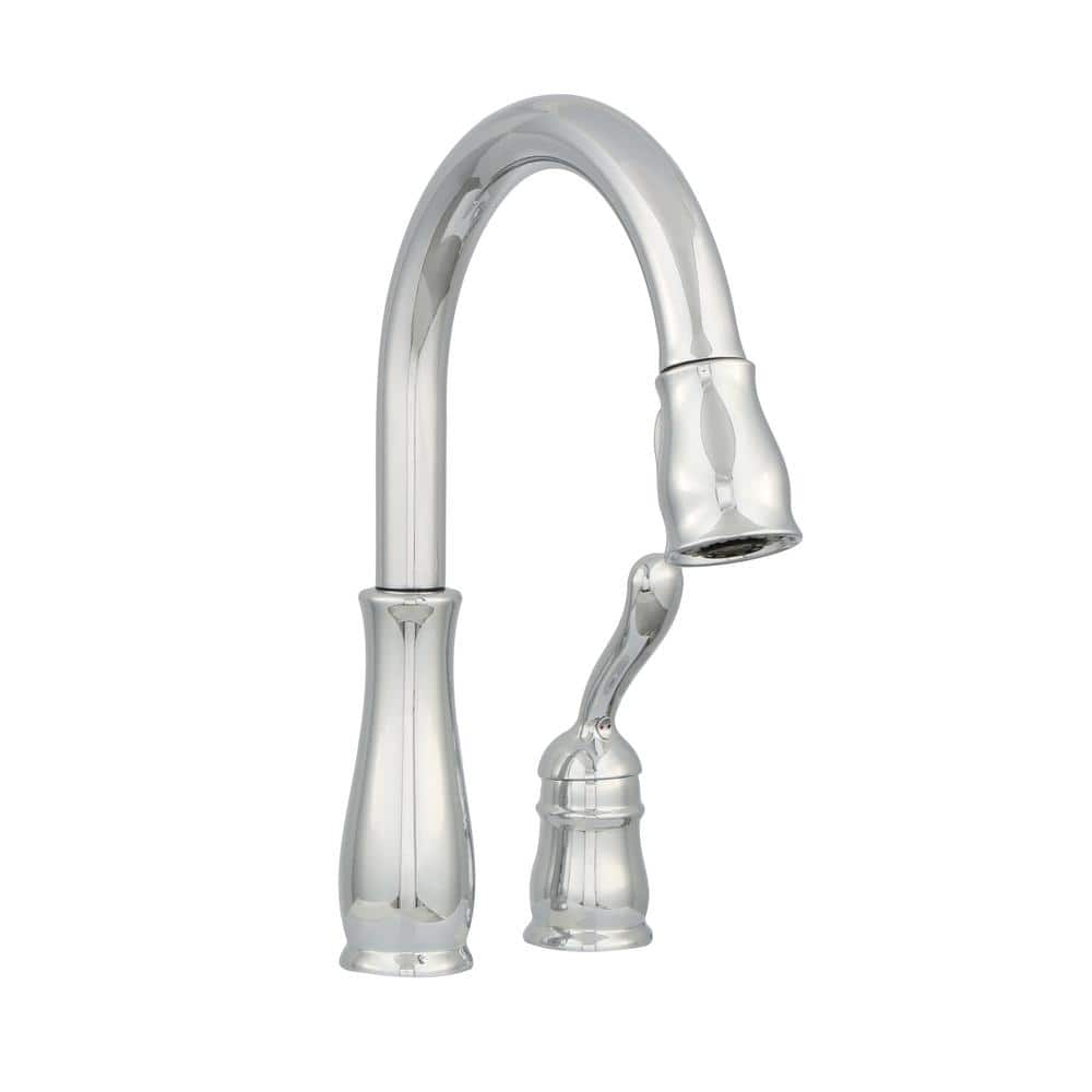 Chrome Pull-Down Kitchen Faucet with Spray and Deck Mount