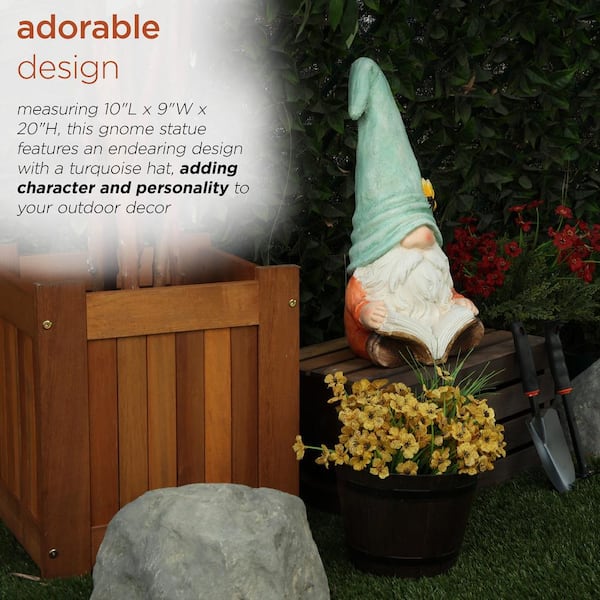 Alpine Corporation 20 in. Gnome Reading Book Garden Statue with
