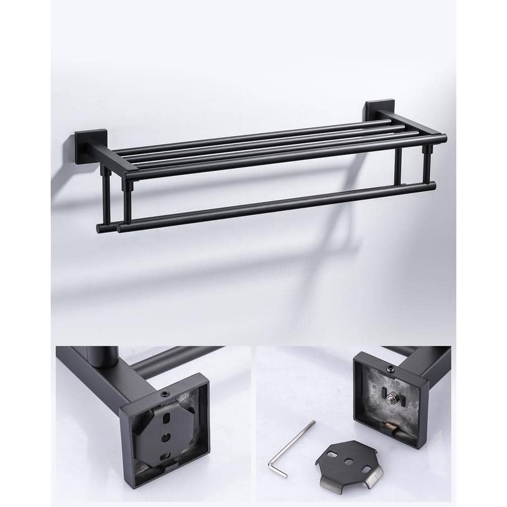 Matte Black 24" Stainless Steel Wall Mounted Towel Rack