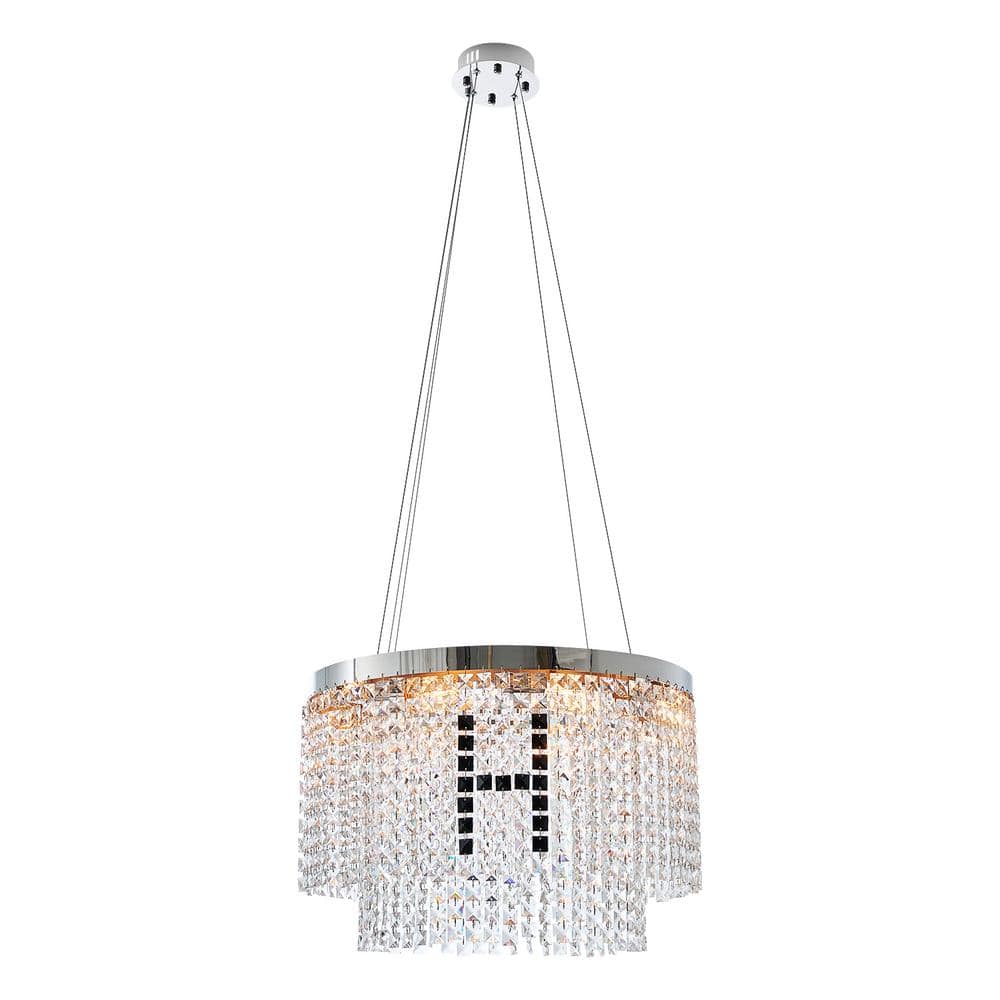 23.6 in. Modern Home Decor Hanging Light Fixture 8-Light Chrome Round  Chandelier with Crystal Shade Ceiling Light ZT-W1340124206 - The Home Depot