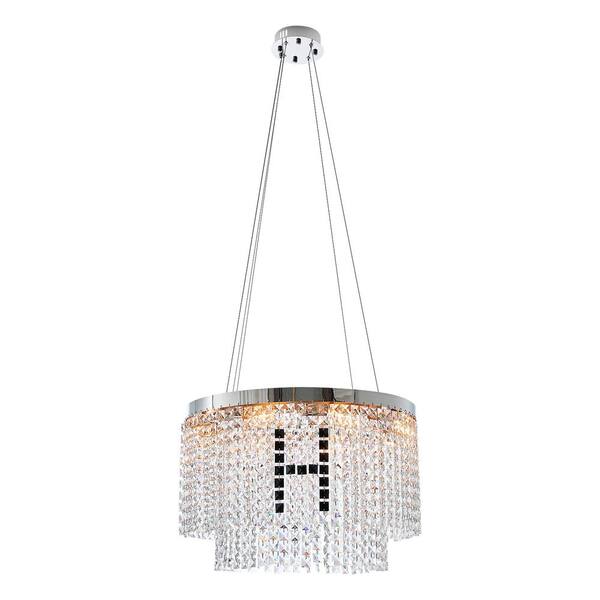 Unbranded 23.6 in. Modern Home Decor Hanging Light Fixture 8-Light Chrome Round Chandelier with Crystal Shade Ceiling Light