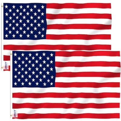 Fly Breeze 3 ft. x 5 ft. Polyester USA American United States Flag 2-Sided Flags Banner with Brass Grommets (2-Pack)