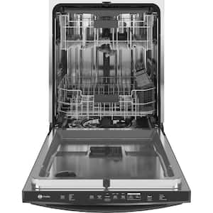 Profile 24 in. Smart Built-In Top Control Black Stainless Steel Dishwasher with Stainless Tub, 3rd Rack, 39 dBA