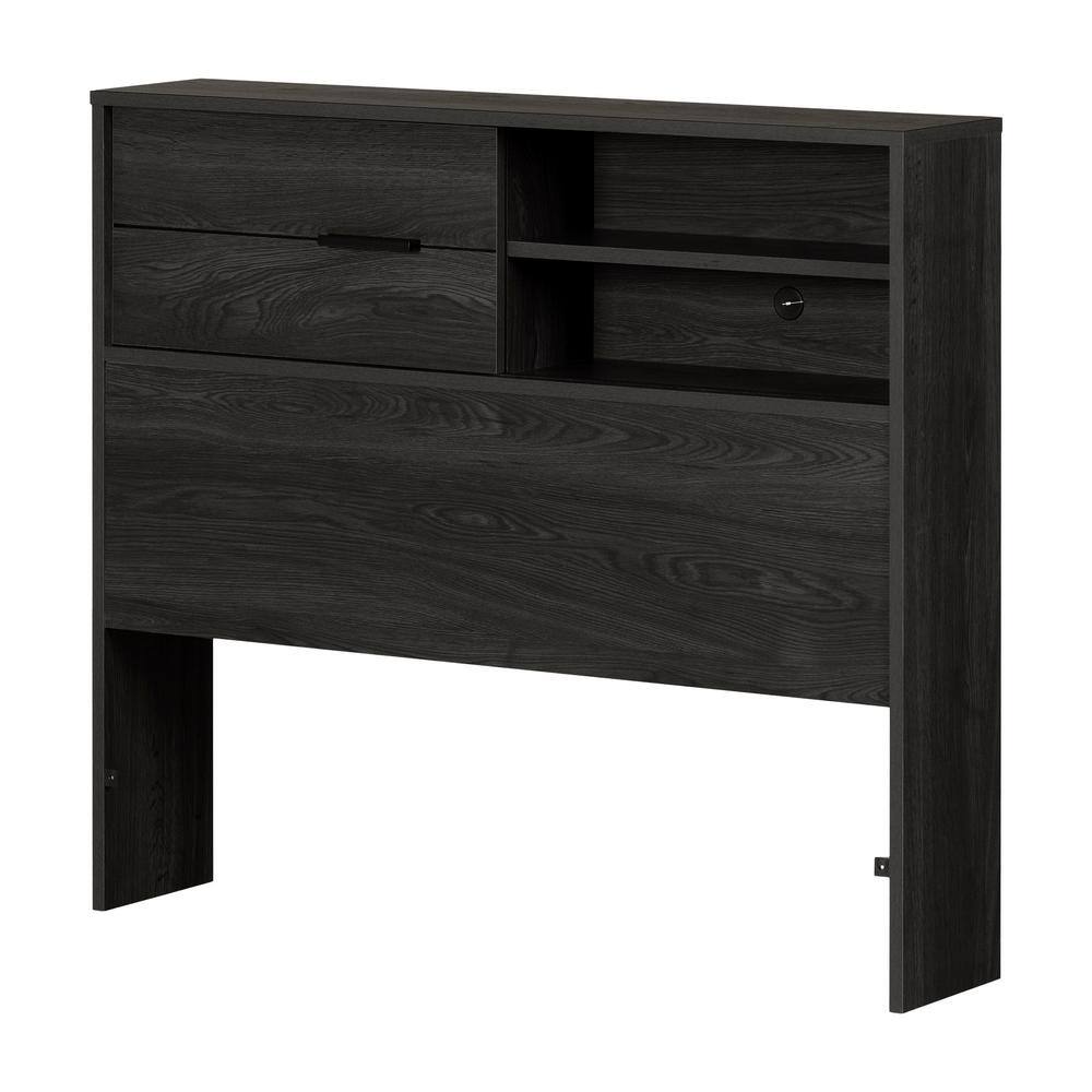 Gray Oak Twin Wood Headboard with Storage