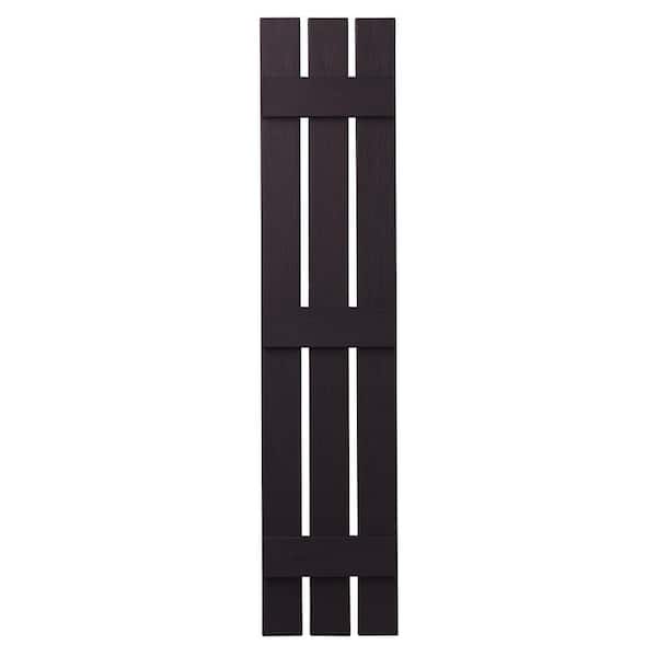 Ply Gem 12 in. x 59 in. Polypropylene 3-Board Open Board and Batten Shutters Pair in Dark Berry