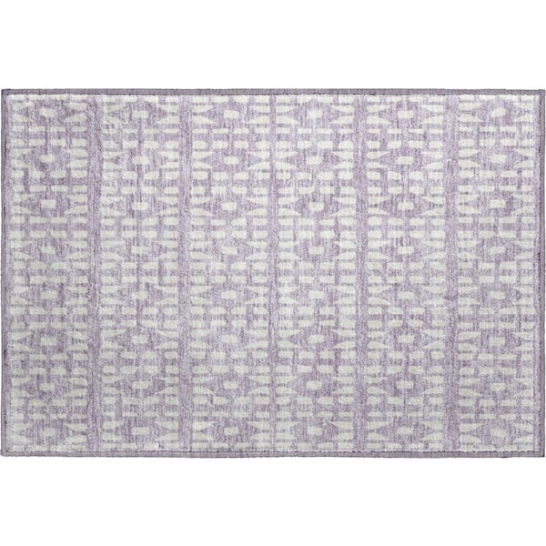 Mayfield Premium Machine Washable Abstract AMF963 Lavender 1 ft. 8 in. x 2 ft. 6 in. Area Rug