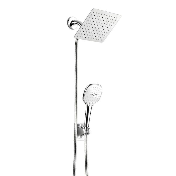 8 in. Square 5-Piece Shower Combo Set with 8 in. Rainfall Head, Handheld Shower, 5 ft. Hose and 3 Modes in Chrome Finish