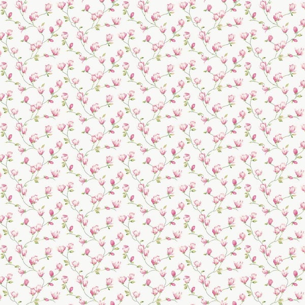 Unbranded Miniatures 3-Collection Pink Mini Magnolia Matte Finish Vinyl on Non-Woven Non-Pasted Wallpaper Sample