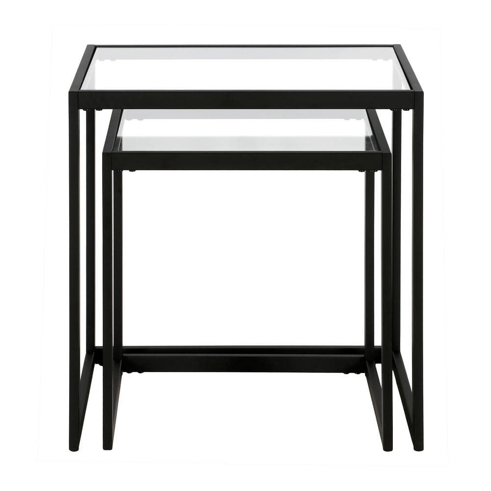 Versatile Metallic Nesting Side Table Set with Glass Tops