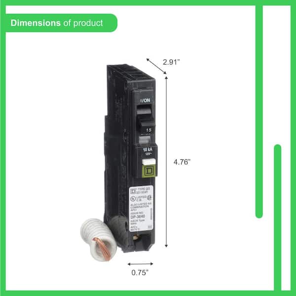 Square D QO 15 Amp Single-Pole Combination Arc Fault Circuit Breaker(QO115CAFIC)
