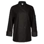 C11P Unisex 5X Black Long Sleeve Chef Coat with Mesh Back