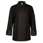 C11P Unisex 6X Black Long Sleeve Chef Coat with Mesh Back