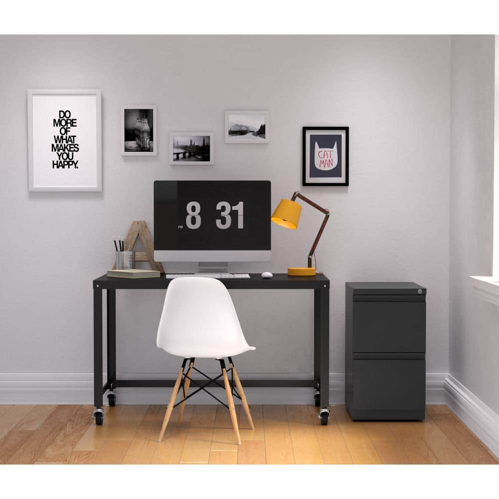 Charcoal 2-Drawer Lockable Mobile Steel File Cabinet