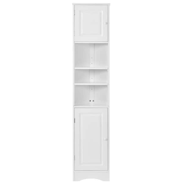 White Open Shelf Corner Cabinet