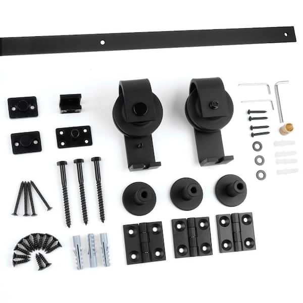 43 in. Black Bi-Fold Top Mount Sliding Barn Door Track and Hardware Kit